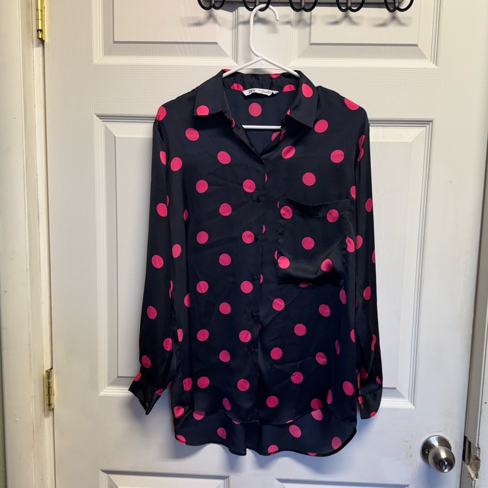 ZARA Black and Red Polka Dot Shirt